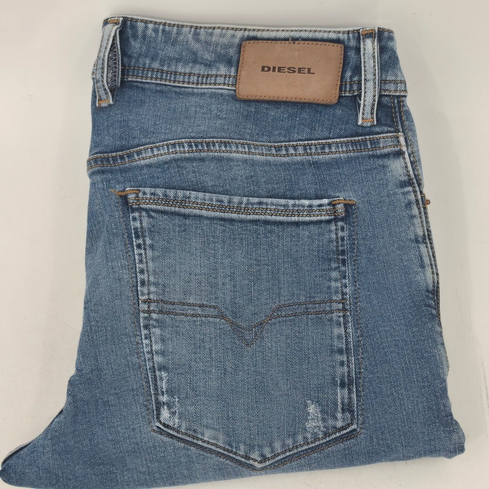 Diesel Sleenker Slim Skinny Distressed Jeans Blue W32 L32 Button Fly 069AI